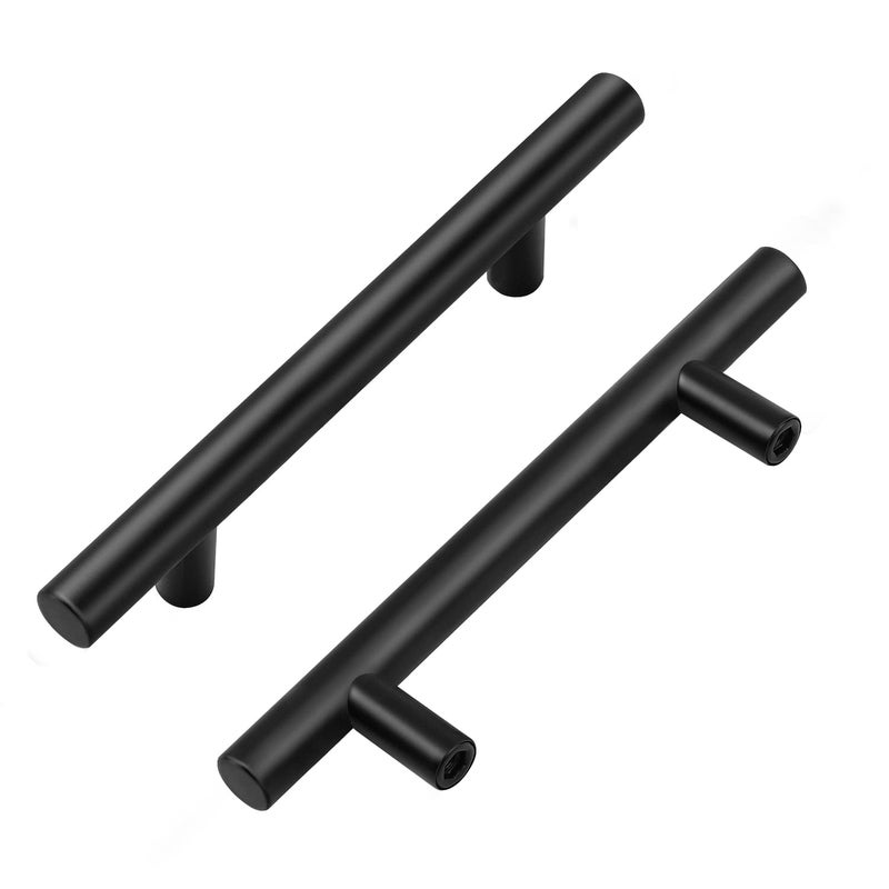 HomeExpert Home Expert 5 Pack 6 inch Cabinet Handles Black Drawer Pulls 3.75 inch Hole Center Stainless Steel Cabinet Pulls - Image 1